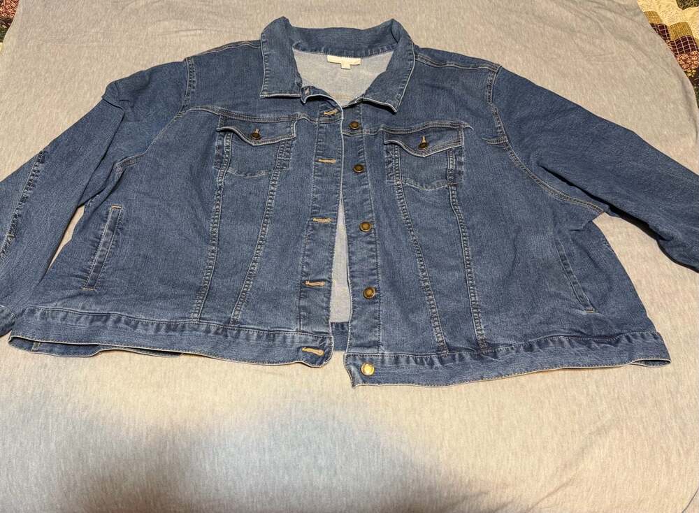 Woman Within Blue Denim Trucker Jacket Plus Size 36W